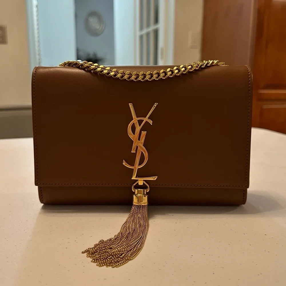 Yves Saint Laurent YSL Kate Tassle Tan/Gold Chain Shoulder Bag